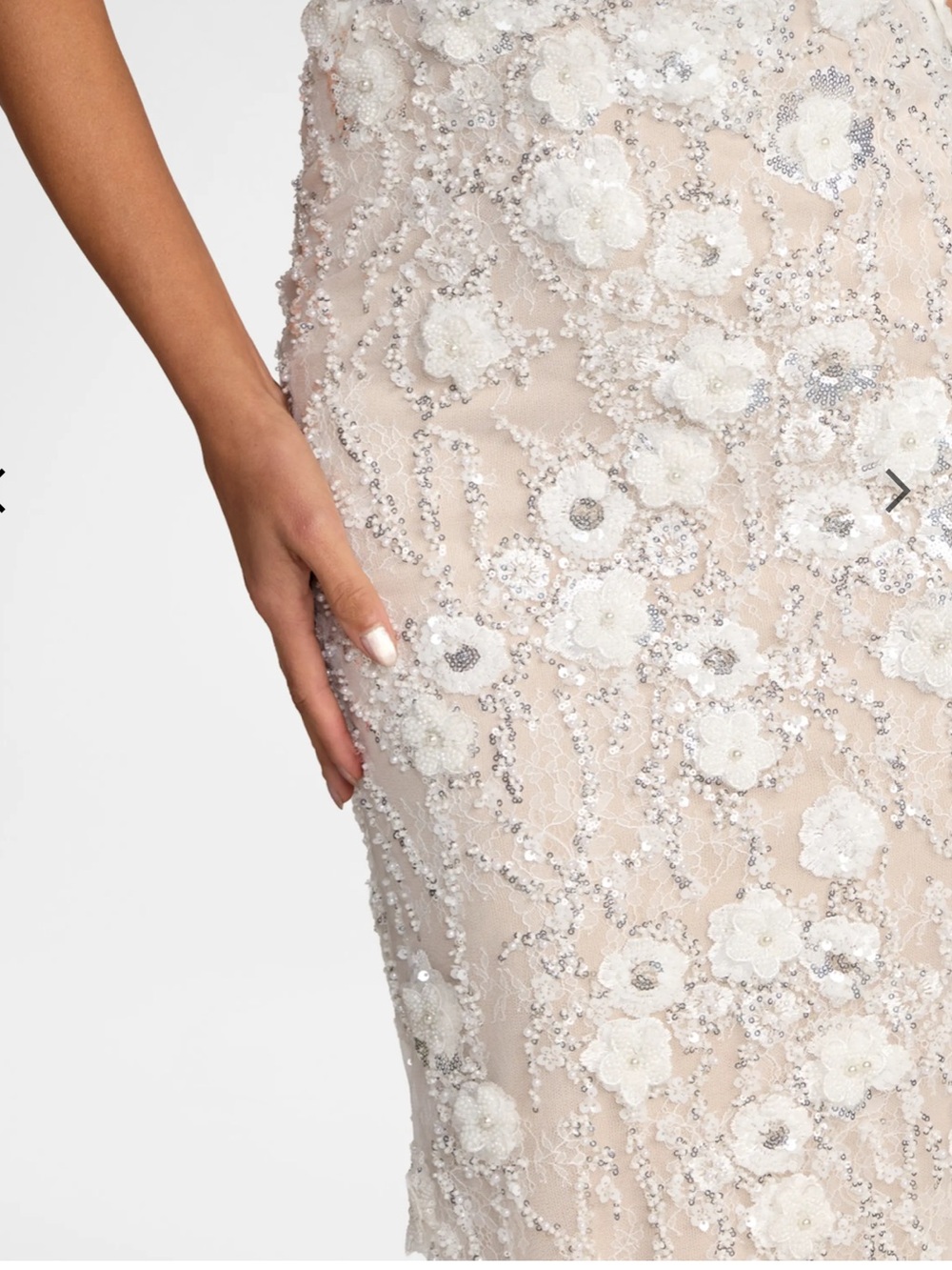 Mac Duggal White Beaded Floral Sheath Dress - Picture 6 of 9
